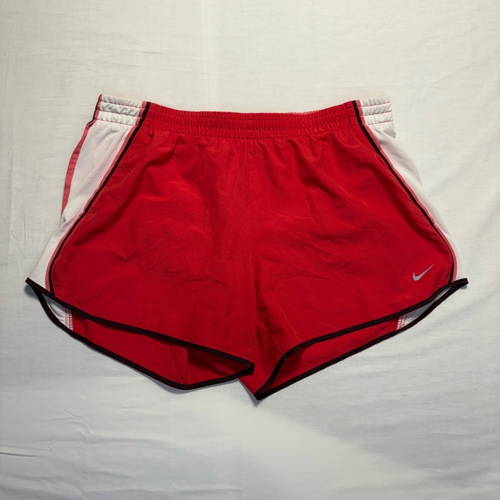 Nike Women's Red and White Athletic Shorts Large